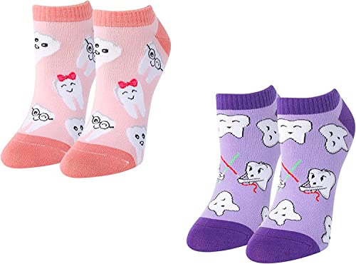 Dental Gifts, Tooth Socks, Funny Novelty Ankle Socks for Orthodontists, Dental Assistants, Dental School Graduates, Unique Dental School Students Gifts