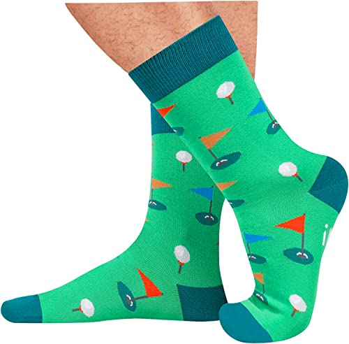 Men's Best Green Novelty Golf Socks Gifts for Golf Lovers