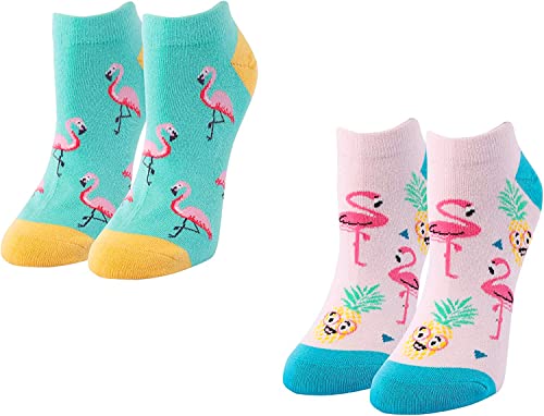 Women's Novelty Low Cut Ankle Fashion Flamingo Socks Gifts for Flamingo Lovers-2 Pack