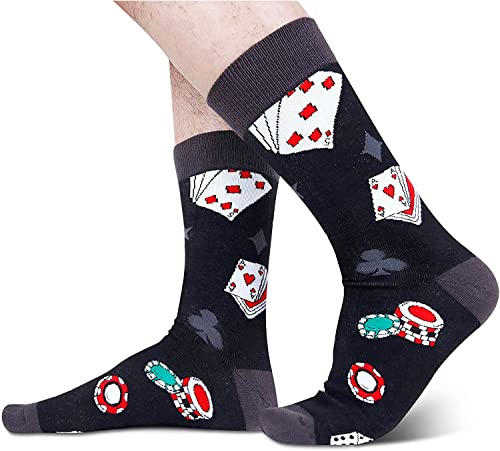 Men's Poker Socks, Playing Cards Socks, Poker Gifts, Casino Gifts for Poker Players, Gamblers Gifts, Funny Gambling Gifts for Poker Lovers