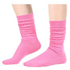 Women's Novelty Mid-Calf Stacked Warm Slouch Pink Trendy Solid Color Socks