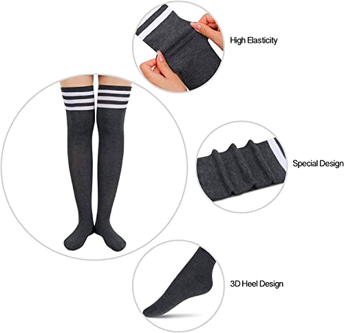 Women Girl Striped Thigh High Stockings Over The Knee Xmas Party Socks Gift