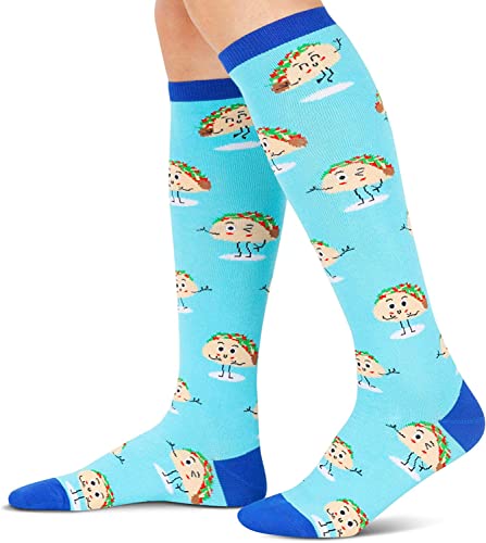 Women's Taco Socks Knee High, Mexican Theme Socks, Taco Gifts, Taco Lover Presents, Funny Gift Ideas For Women, Taco Tuesday, Mothers Day Gifts, Food Socks