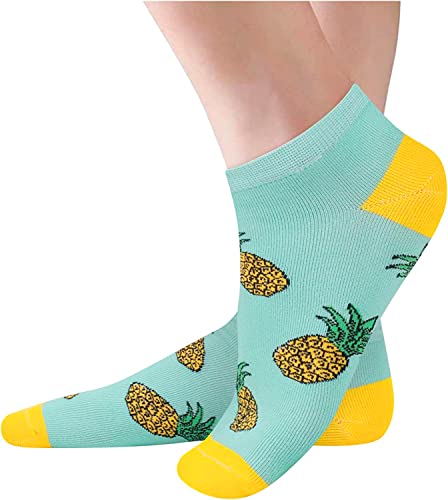 Women's Novelty Low Cut Ankle Cozy Pineapple Socks Gifts for Pineapple Lovers-2 Pack