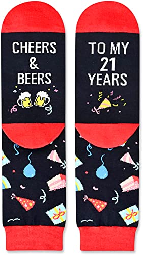 21th Birthday Gift for Him and Her, Unique Presents for 21-Year-Old Men Women, Funny Birthday Idea for Unisex Adult Crazy Silly 21th Birthday Socks