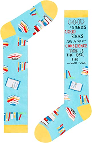 Funny Book Socks for Women, Novelty Women's Reading Socks, Book Lovers Gift Ideas, Best Gift For Teachers, Readers, Nerds, Writers, Authors, Librarians, Bookworms