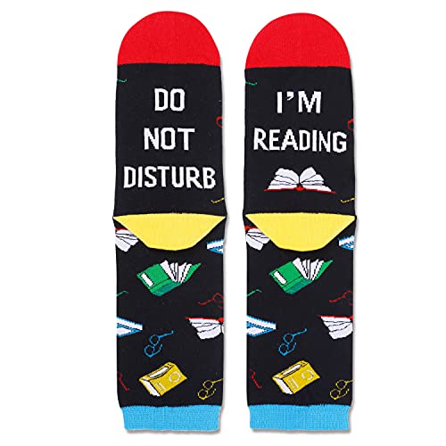 Funny Socks Crazy Socks Cool Socks Silly Socks for Women, Book Lovers Gifts for Students, Book Gifts Reading Gifts, Book Socks