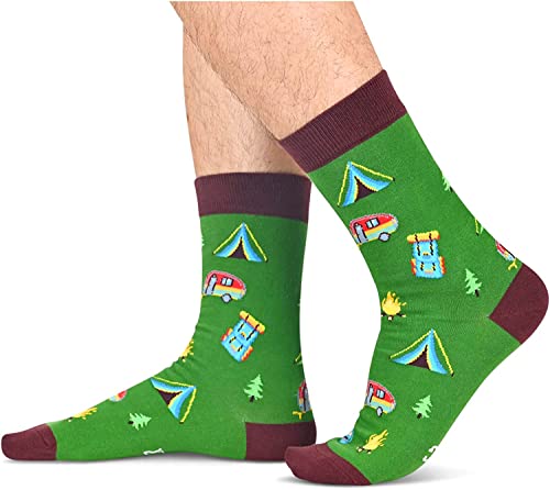 Women and Men Best Green Funny Camping Socks Novelty Gifts for Campers