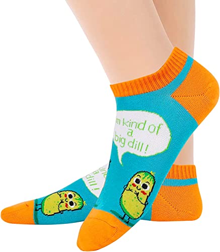 Women's Novelty Low Cut Ankle Funny Pickle Socks Gifts for Pickle Lovers-2 Pack