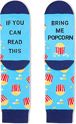 Funny Popcorn Socks for Men Who Love Popcorn, Novelty Popcorn Gifts, Men's Gag Gifts, Gifts for Popcorn Lovers, Funny Sayings If You Can Read This, Bring Me Popcorn Socks