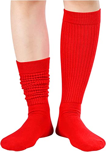 Novelty Red Slouch Socks For Women, Red Scrunch Socks For Girls, Cotton Long Tall Tube Socks, Fashion Vintage 80s Gifts, 90s Gifts, Women's Red Socks