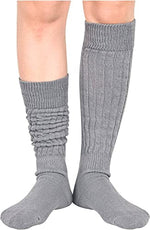 Funny Grey Socks for Women Teen Girls, Grey Slouch Socks, Grey Scrunch Socks, Thick Long High Knit Socks, Gifts for the 80s 90s, Vintage Solid Color Socks