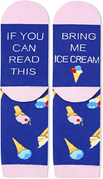 Funny Ice Cream Socks for Women, Novelty Ice Cream Gifts For Ice Cream Lovers, Anniversary Gift For Her, Gift For Mom, Funny Food Socks, Womens Ice Cream Themed Socks