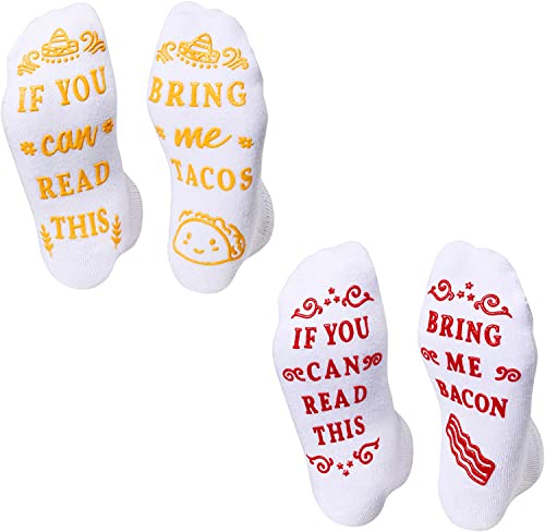 Women's Funny Non-Skid Unique Taco Bacon Socks Gifts for Food Lovers-2 Pack