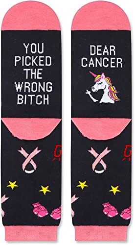 Women's Novelty Crazy Cancer Socks Chemo Patient Gifts-2 Pack