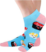 Funny Sushi Socks Donut Coffee Socks for Women, Novelty Sushi Donut Gifts, Women's Crazy Food Socks Food Lovers Gift 2 Pack