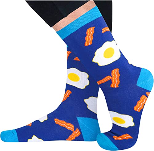 Men's Cute Knit Funny Bacon Egg Socks Gifts for Food Lovers