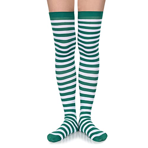Funny Striped Thigh High Socks for Women Girls, Christmas Knee High Socks, Over the Knee Long Socks, Novelty Christmas Gifts for Her, Best Secret Santa Gifts, Xmas Gifts