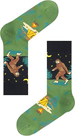 Bigfoot Socks, Crazy Socks Fun Bigfoot Print Novelty Crew Socks for Men, Bigfoot Gifts, Outer Space Lover Gift