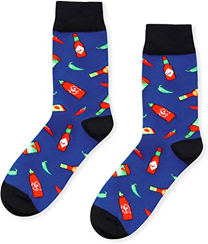 Novelty Hot Sauce Gifts for Men, Anniversary Gift for Him, Funny Food Socks, Men's Hot Sauce Socks, Gift for Dad, Funny Hot Sauce Socks for Hot Sauce Lovers