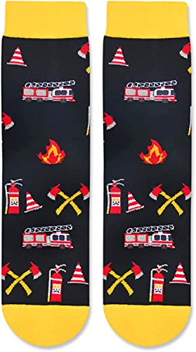 Fireman Gifts, Unisex Dumpster Fire Socks, Firefighter Gifts, Fire Chief Gifts, Ideal Fire Department Gifts for Firefighters, Women Men Fireman Socks