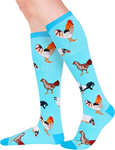 Women's Funny Knee High Thigh High Knit Pop Chicken Socks Gifts for Chicken Lovers