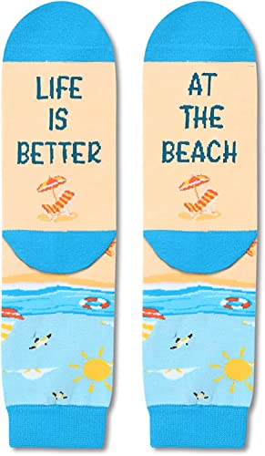 Novelty Beach Socks, Funny Beach Gifts for Beach Lovers, Sports Socks, Gifts for Men Women, unisex Beach Themed Socks, Sports Lover Gift, Silly Socks