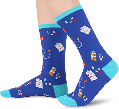 Gifts for Nurses, Gifts for Doctors, Medic Gift, Medical Themed Gifts for Healthcare Workers, Womens Funny Crew Socks, Radiologist Gift, Health Theme Socks