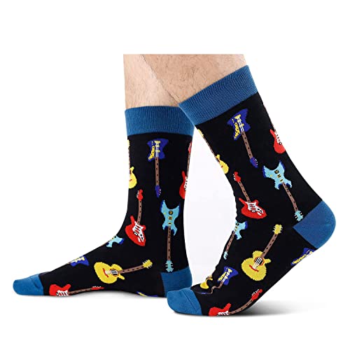 Musician Gifts Electric Guitar Socks Music Lover Gifts Guitarist Gifts Rock Gift Socks Novelty Crew Socks,Gift for Men Who Love Guitar