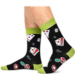 Casino Gifts for Poker Players, Men's Poker Socks, Playing Cards Family Friends Game Night Gifts, Funny Gambling Gifts for Poker Lovers and Gamblers, Gambling Socks