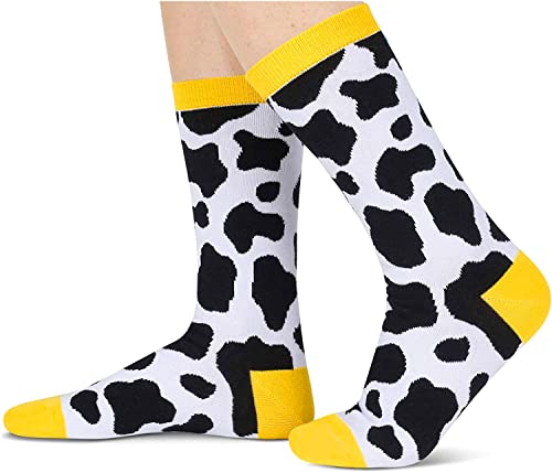 Women's Crazy Thick Yellow Funny Cow Socks Gifts for Cattle Lovers