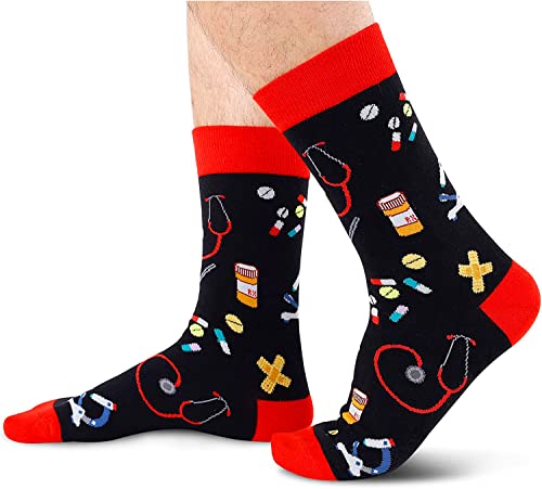 Men's Novelty Red Crew Funny Medical Socks Gifts