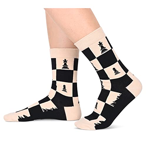 Novelty Chess Socks for Men Women who Love to Chess, Funny Gifts for Chess Lovers, Chess Players Gifts, Unisex Chess Themed Socks, Silly Socks, Fun Socks
