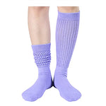 Funny Purple Socks for Women Teen Girls, Purple Slouch Socks, Purple Scrunch Socks, Thick Long High Knit Socks, Gifts for the 80s 90s, Vintage Solid Color Socks