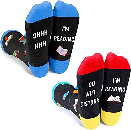 Women's Novelty Cool Book Socks Gifts for Students-2 Pack