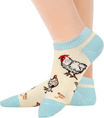 Women's Crazy Low Cut Ankle Crew Funny Cock Socks Gifts for Chicken Lovers-2 Pack
