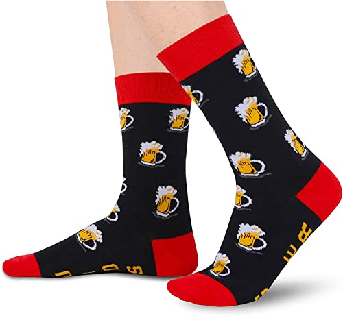 Men's Novelty Red Funny Beer Socks Gifts for Beer Lovers