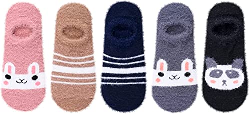 Women's Fuzzy Fluffy Slipper Foozy Animals Socks Gifts-5 Pack