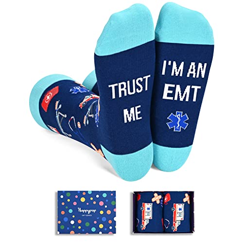 Unisex Novelty Blue Crazy Emt Socks Paramedic Gifts