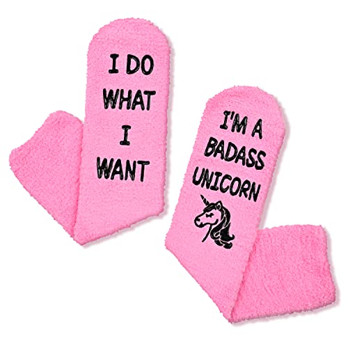 Women's Stylish Fuzzy Non-Slip Funny Unicorn Socks Gifts for Unicorn Lovers