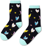 Women's Novelty Black Crew Funny Chicken Socks Gifts for Chicken Lovers