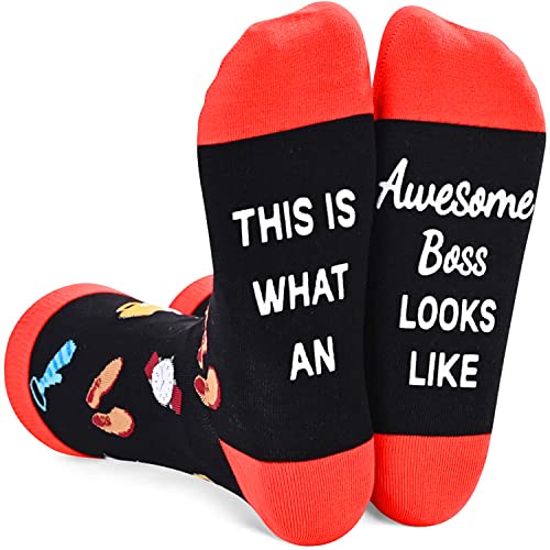 Unisex Novelty Mid-Calf Knit Cozy Awesome Boss Socks Gifts