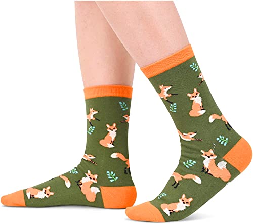 Women's Novelty Mid-Calf Knit Funny Fox Socks Gifts for Fox Lovers
