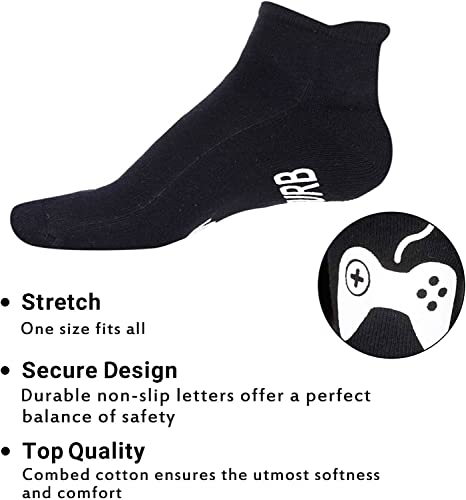 Women's Pop Non-Skid Thick Black Cute Gaming Socks Gifts for gamers