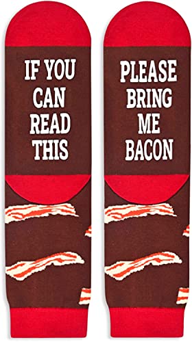 Unisex Bacon Socks, Bacon Lover Gift, Funny Food Socks, Novelty Bacon Gifts, Gift Ideas for Men Women, Funny Bacon Socks for Bacon Lovers, Valentines Gifts, Christmas Gifts