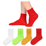 Little Girls Long Socks, Cute Slouch Socks for Girls, Kids Cotton Crew Socks, Scrunch School Socks, Gifts for Girls 6-8 Years Red Orange Green White