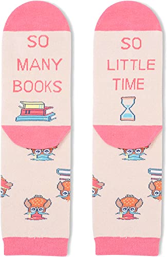 Funny Reading Socks for Women, Novelty Women's Book Socks for Book Lovers, Best Gift For Students, Teachers, Perfect for Birthdays, White Elephant Day, Teachers Day