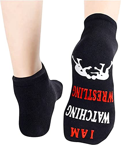Men's Funny Low Cut Warm Non-Slip Wrestling Socks Gifts for Wrestling Fans