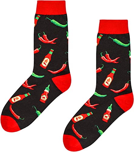 Men's Hot Sauce Socks, Hot Sauce Lover Gift, Funny Food Socks, Novelty Hot Sauce Gifts, Gift Ideas for Men, Funny Hot Sauce Socks for Hot Sauce Lovers, Father's Day Gifts