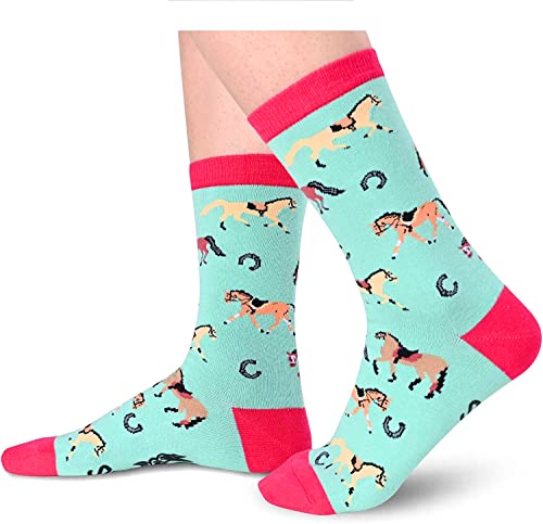 Women's Funny Mid-Calf Knit Cute Horse Socks Gifts for Horse Lovers